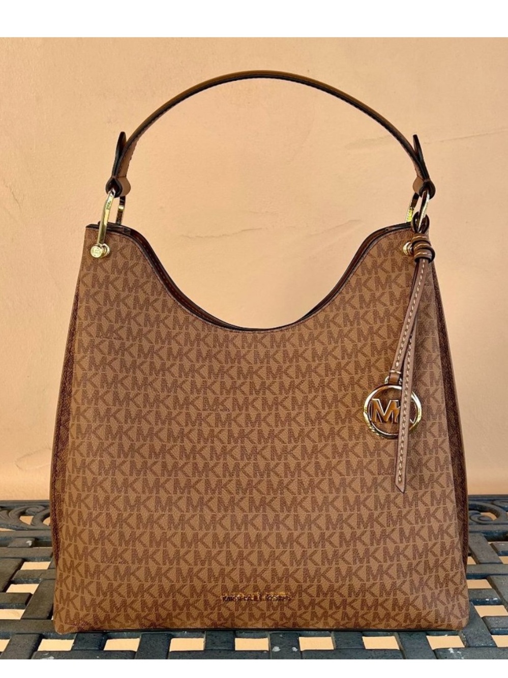 Michael Kors Brown Monogram Shoulder Bag with Gold Hardware NWOT